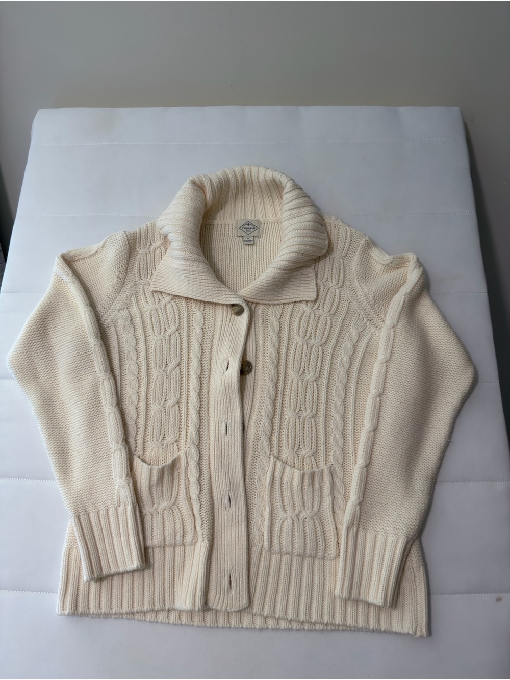 St. John's Bay Cream Cable-Knit Shawl Collar Cardigan size XL - Picture 3 of 9
